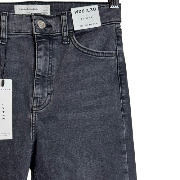 TopShop Jamie High Waisted Rise Skinny Leg Faded Black Jeans Stretch 4 26x30 - Picture 6 of 16